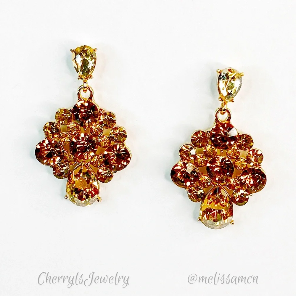 Crystal Chandelier Earrings Cocktail Formal Wedding - Picture 2 of 4